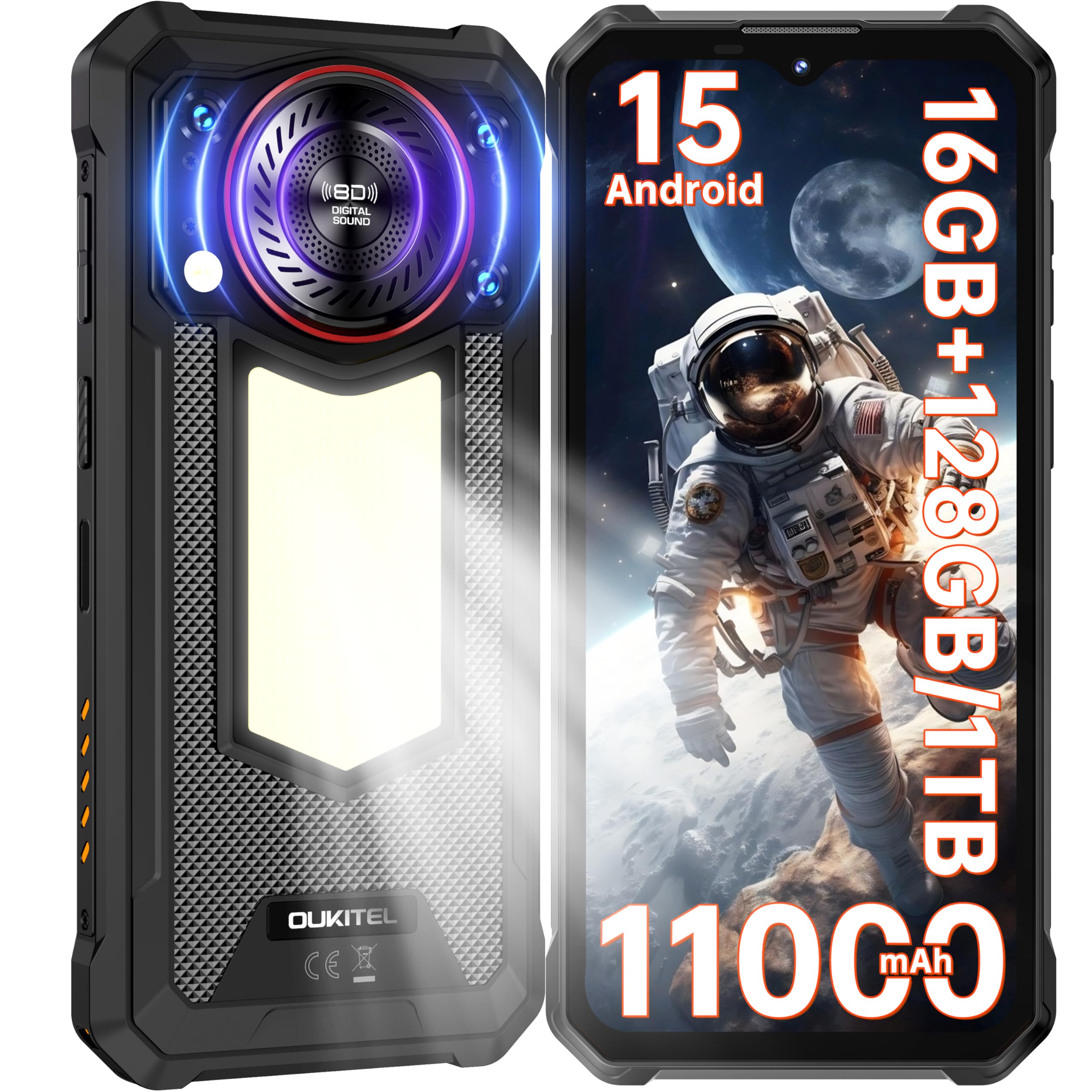 OUKITEL 16GB RAM 128GB ROM スマートフォン ブラック Amazon.com: OUKITEL WP53S Rugged Smartphone Unlocked,16B+128GB